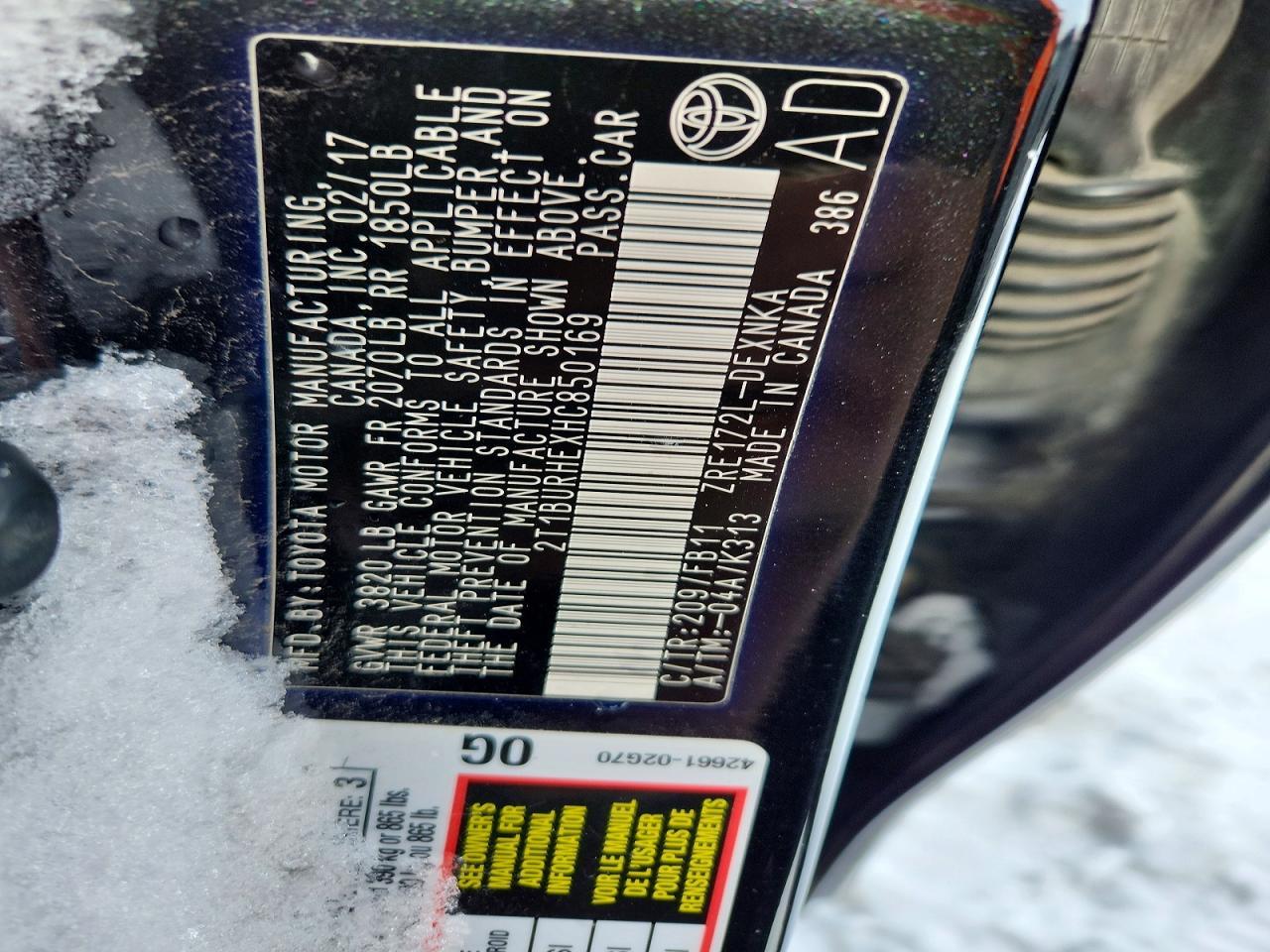 2017 TOYOTA COROLLA
