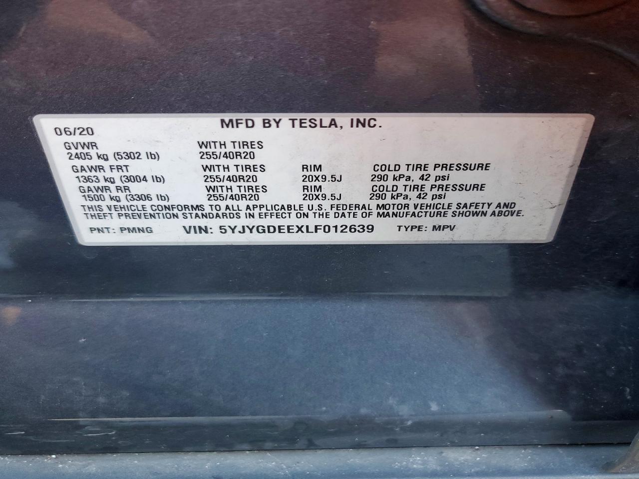 2020 TESLA MODEL Y