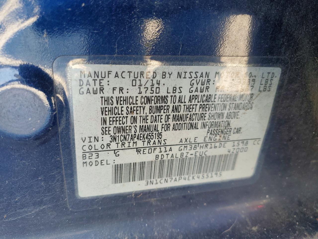 2014 NISSAN VERSA