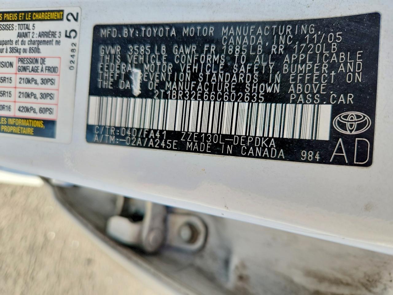 2006 TOYOTA COROLLA