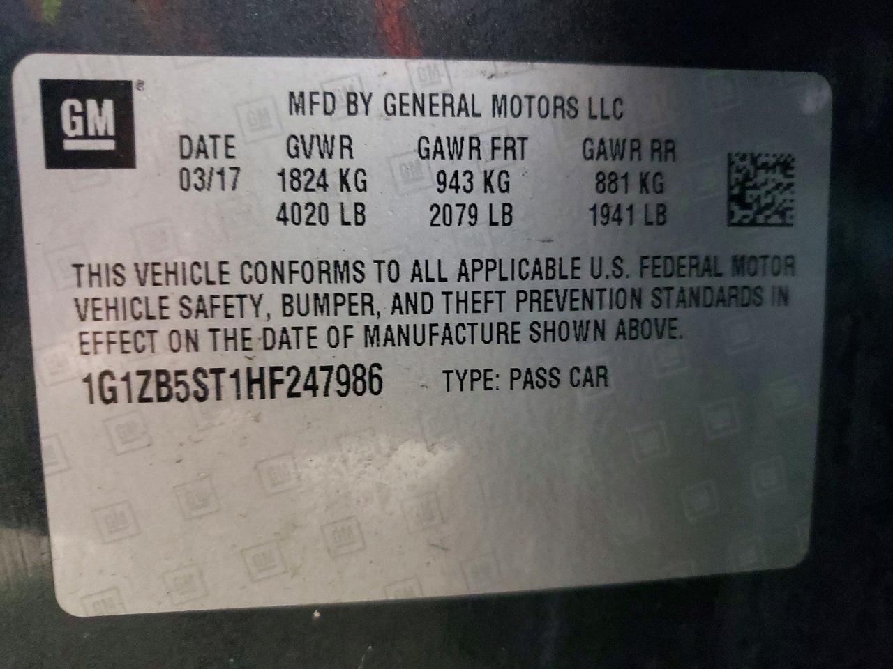 2017 CHEVROLET MALIBU