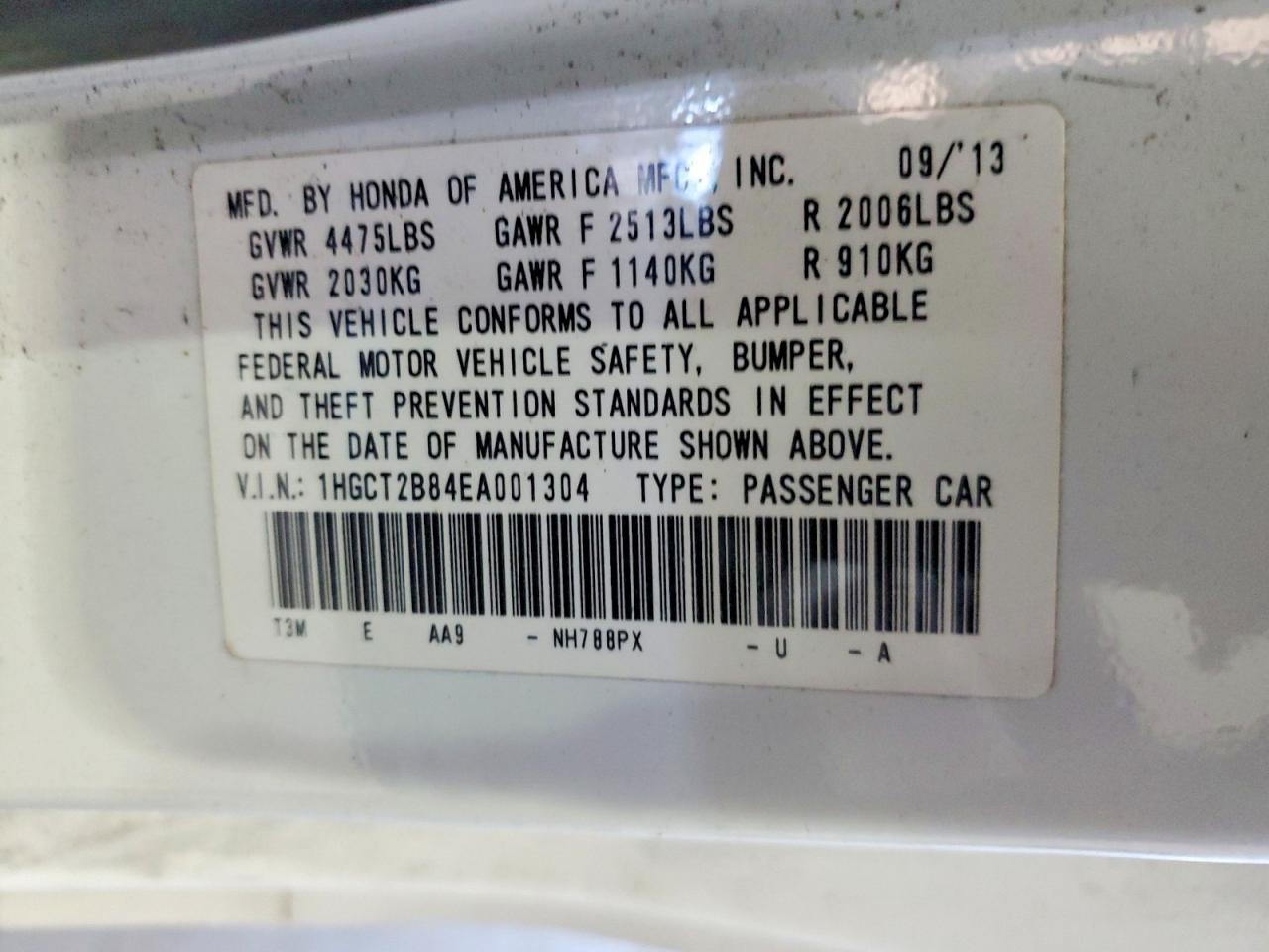 2014 HONDA ACCORD