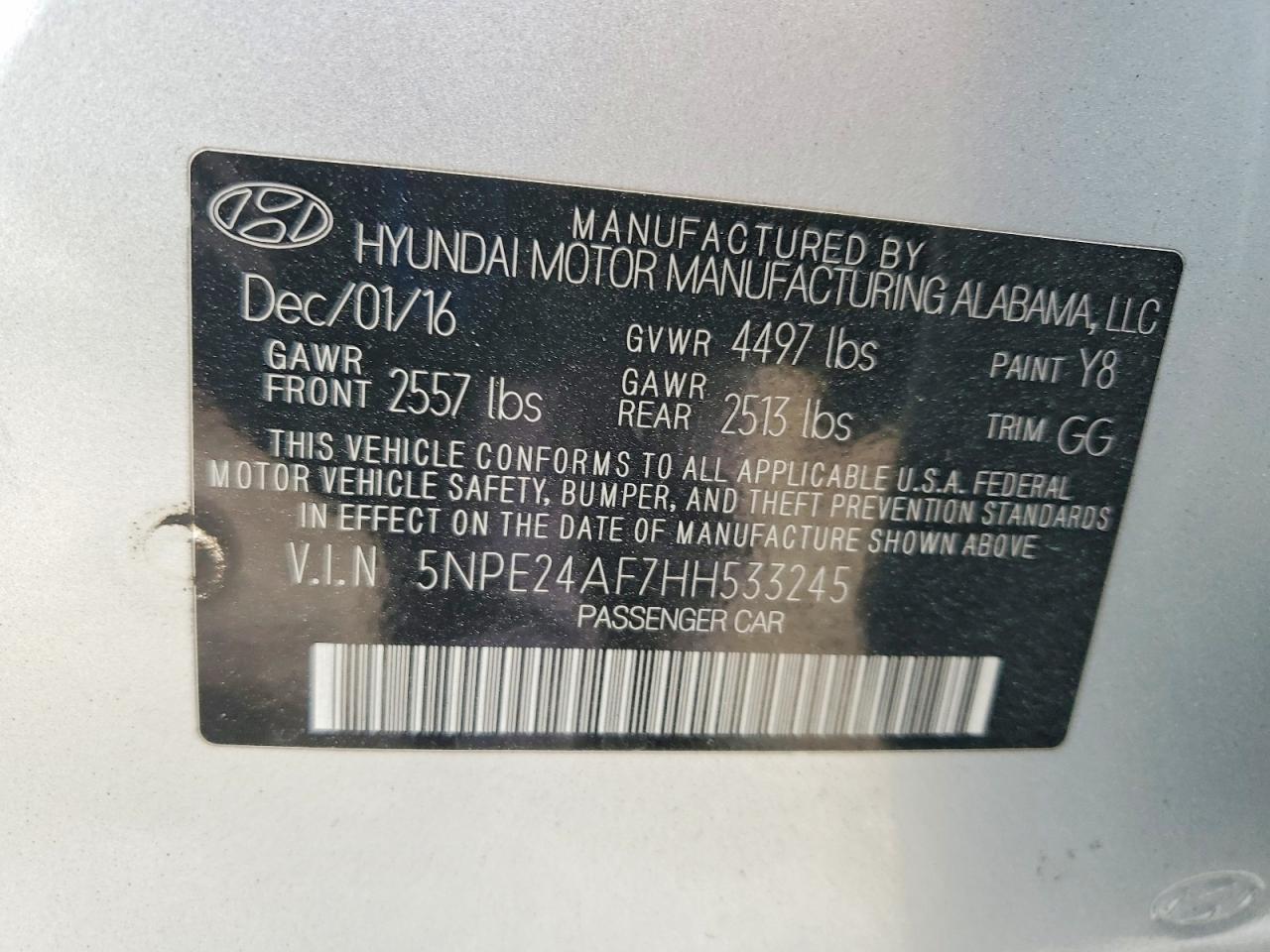 2017 HYUNDAI SONATA