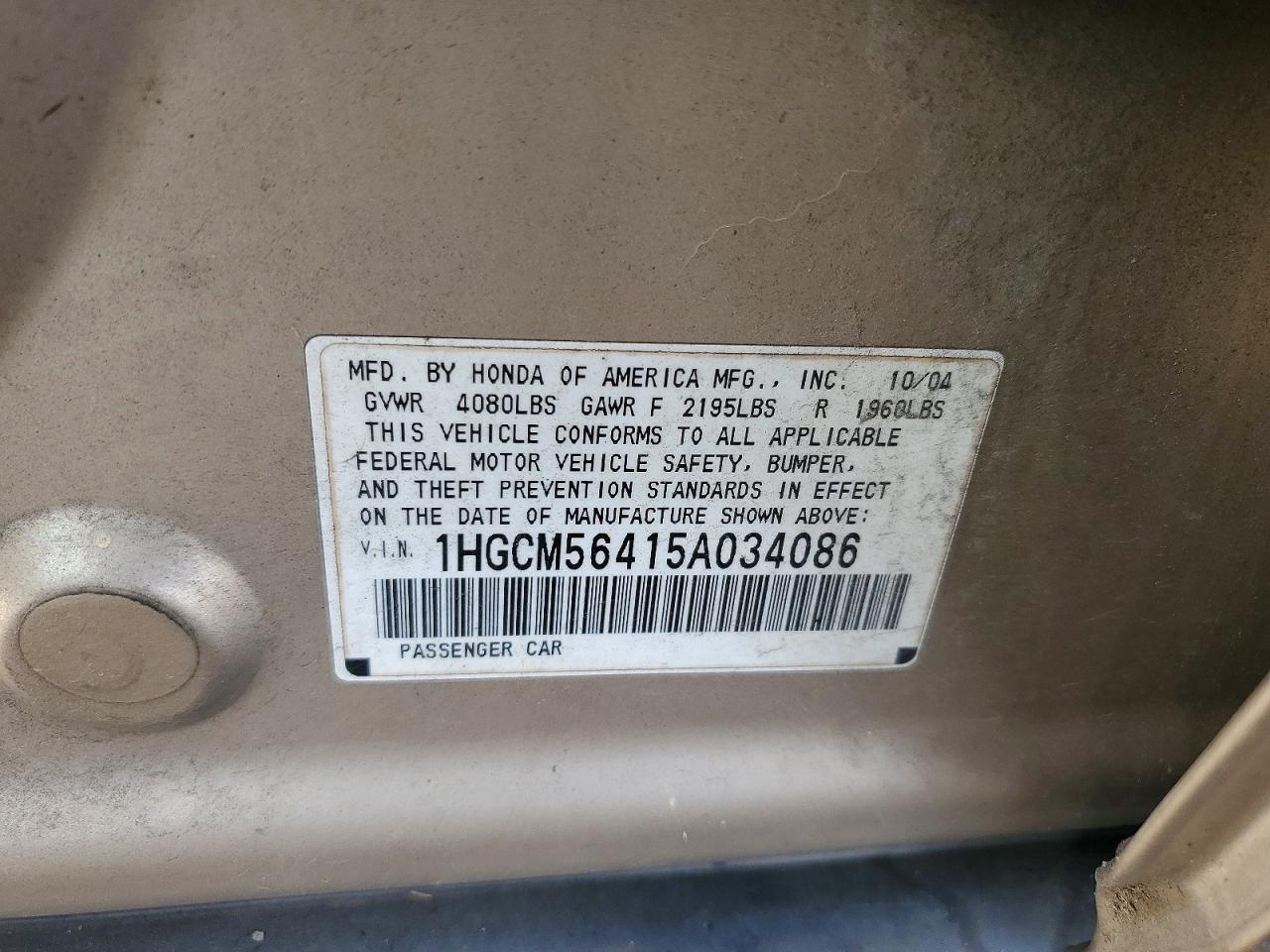 2005 HONDA ACCORD