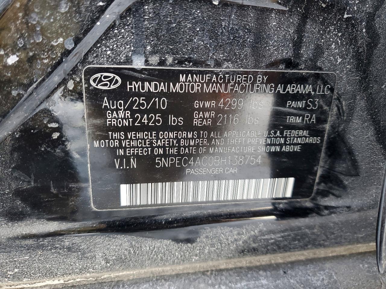 2011 HYUNDAI SONATA