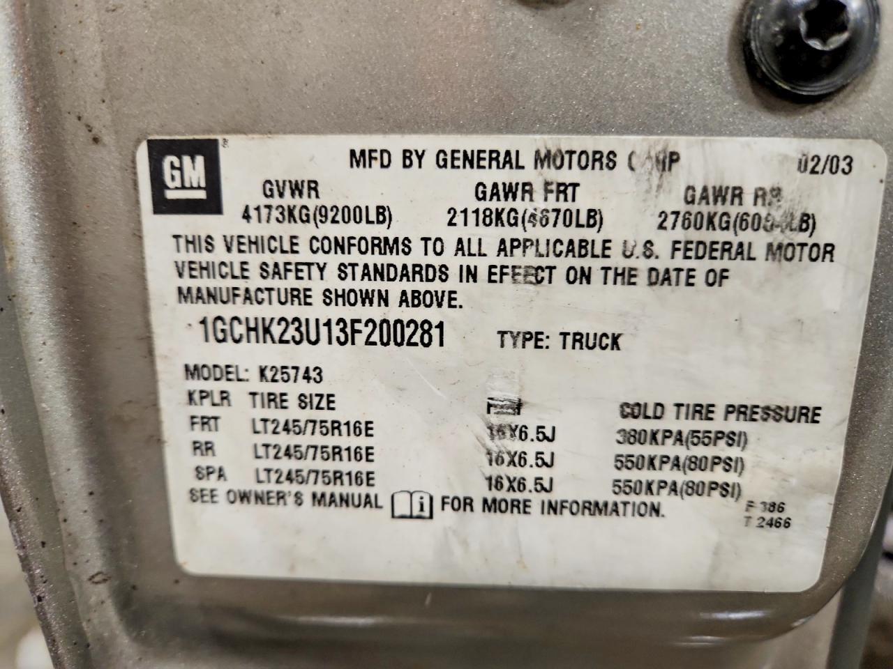 2003 CHEVROLET Silverado 2500