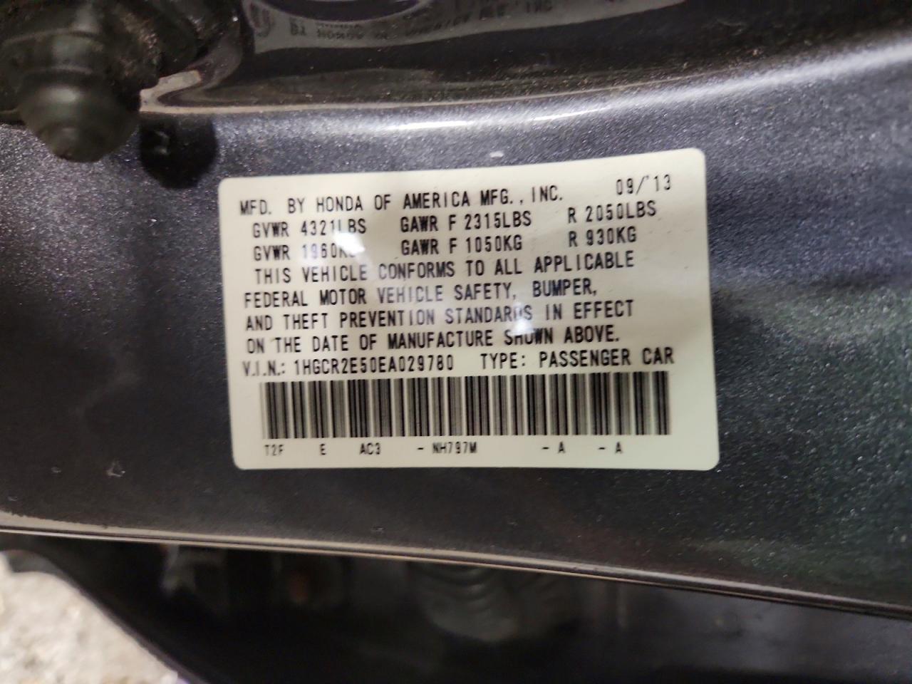 2014 HONDA ACCORD