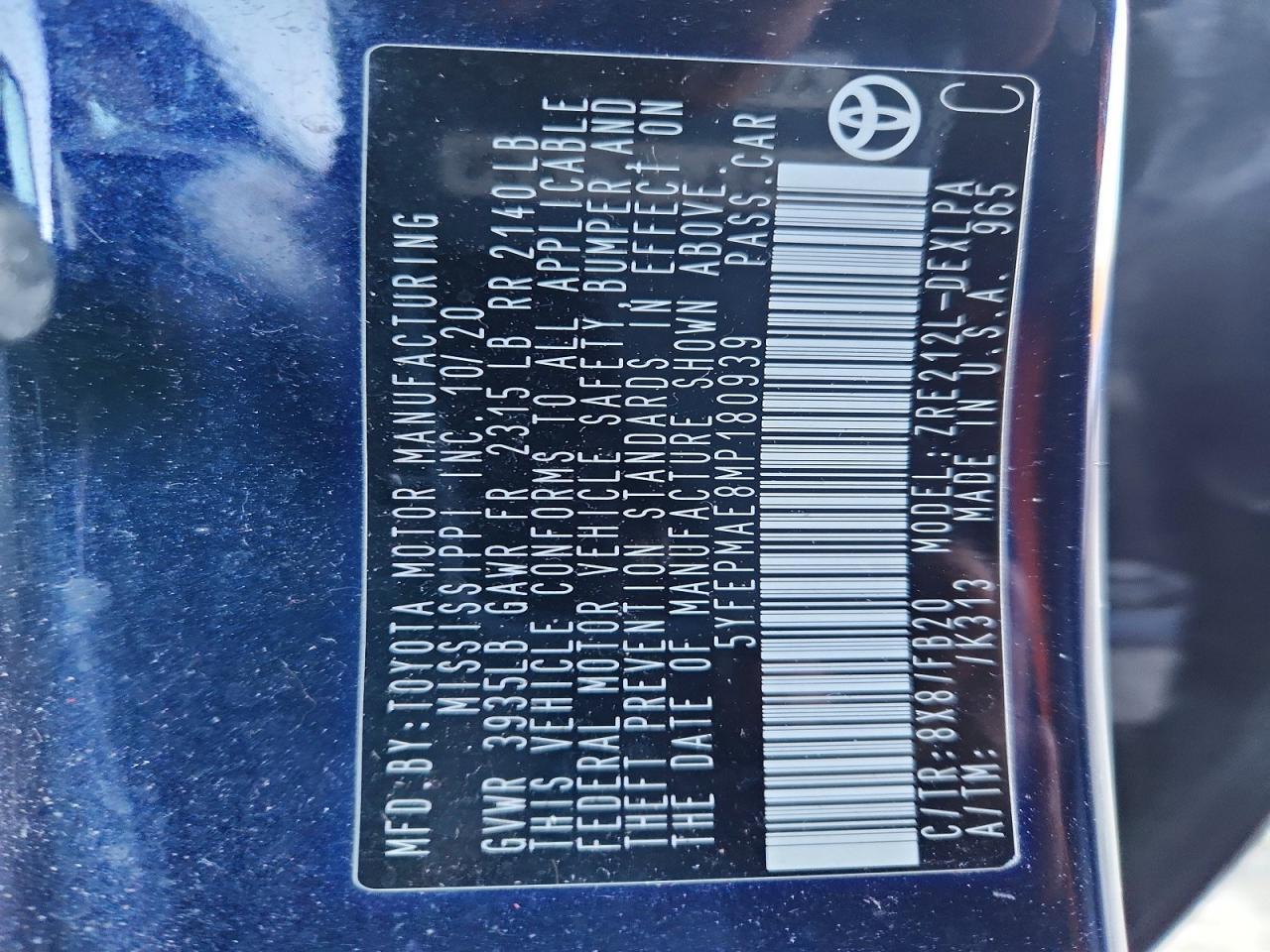 2021 TOYOTA COROLLA