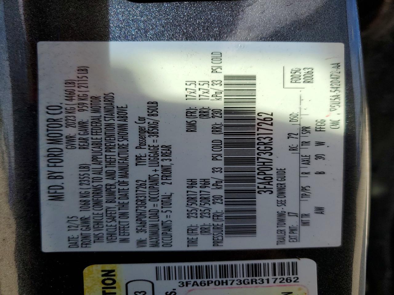 2016 FORD FUSION