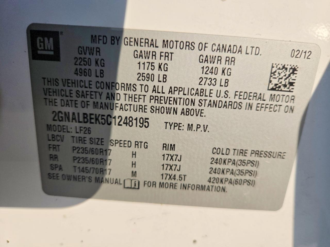 2012 CHEVROLET EQUINOX