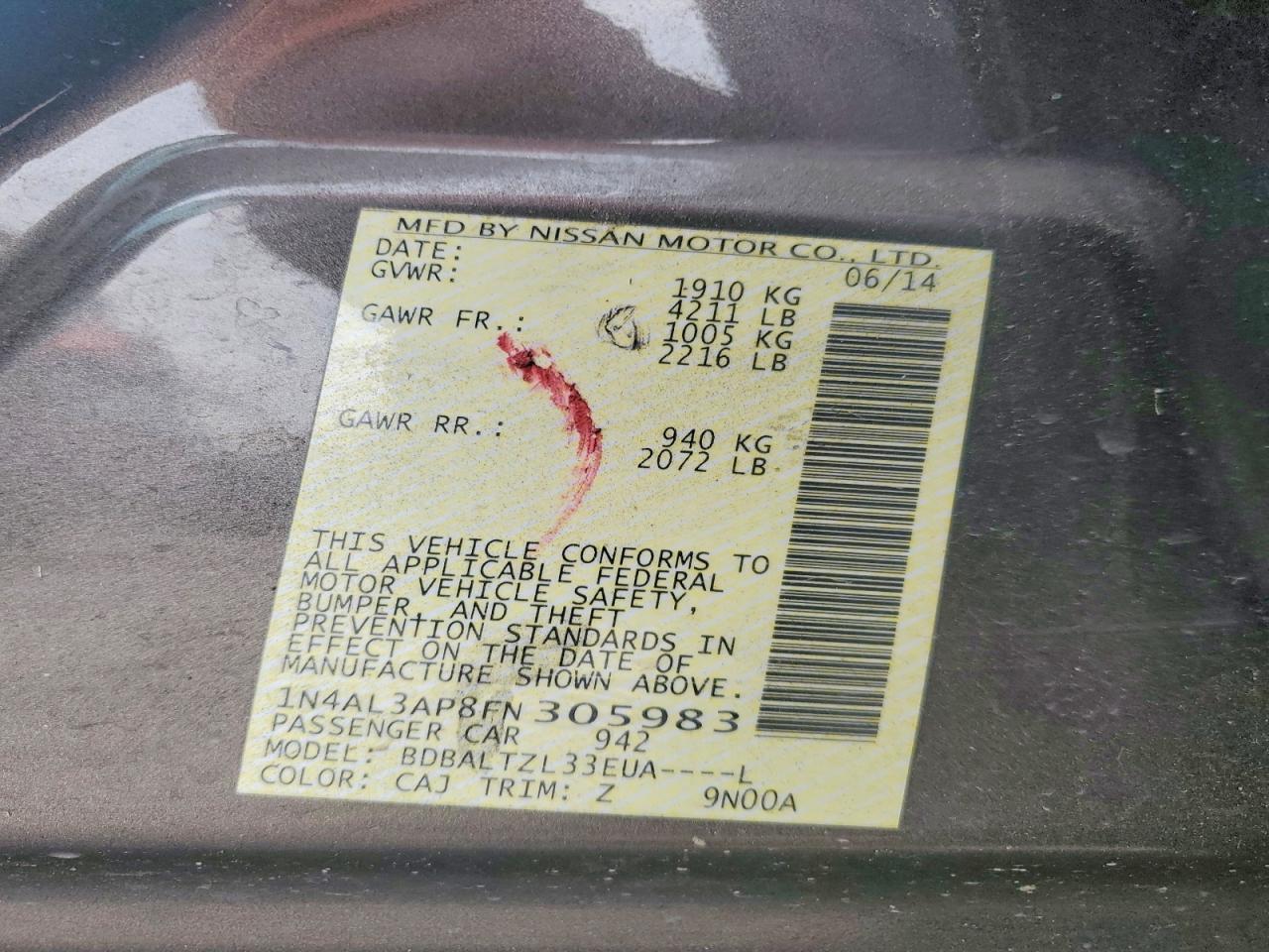 2015 NISSAN ALTIMA