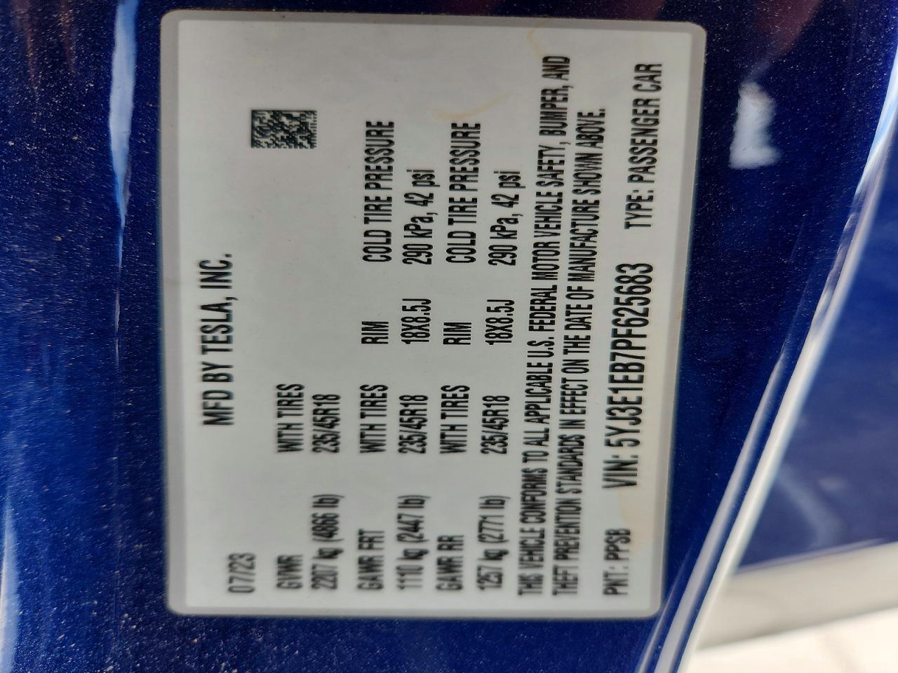 2023 TESLA MODEL 3