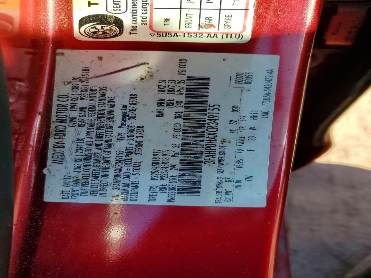 2012 FORD FUSION