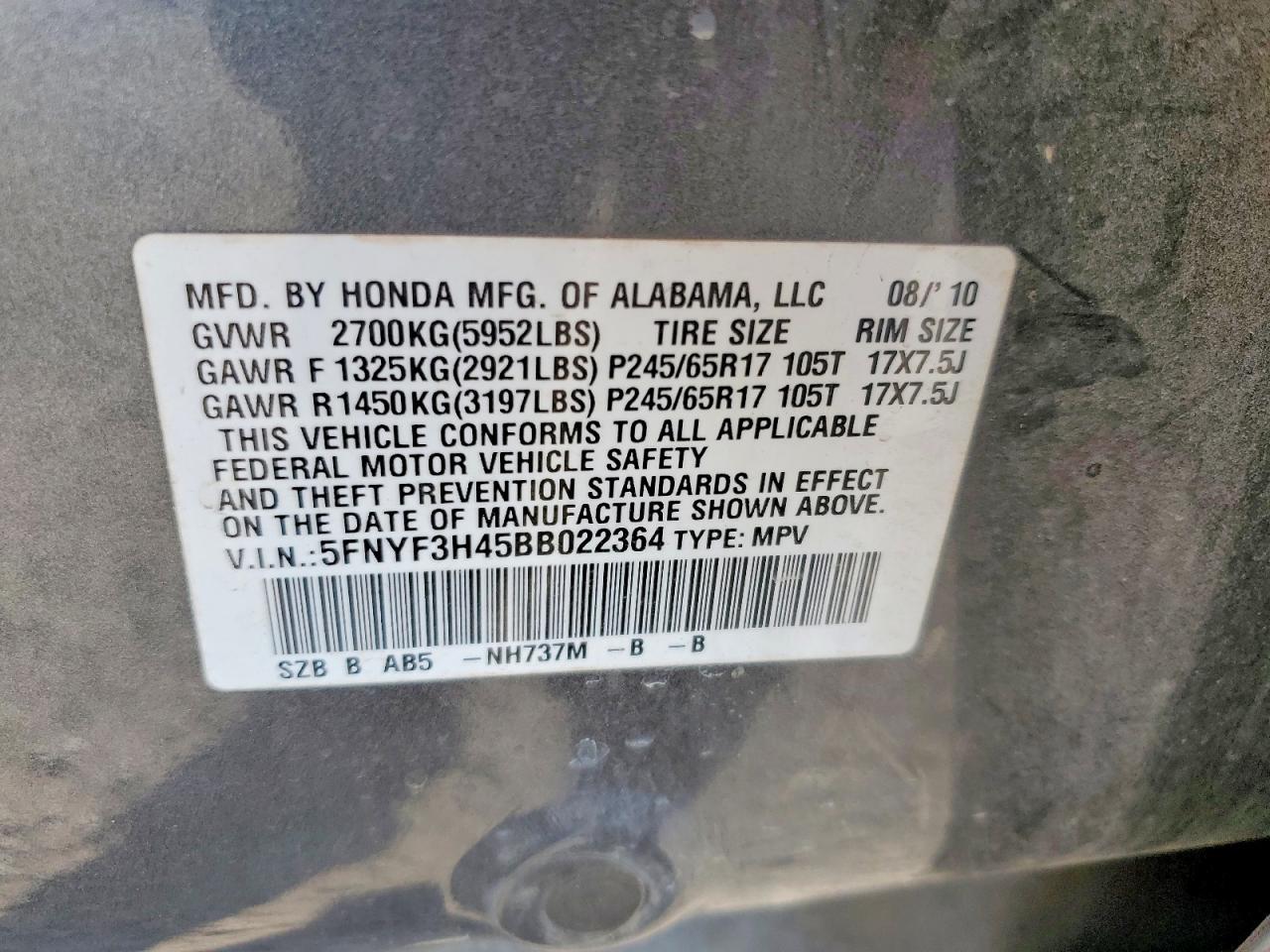 2011 HONDA PILOT