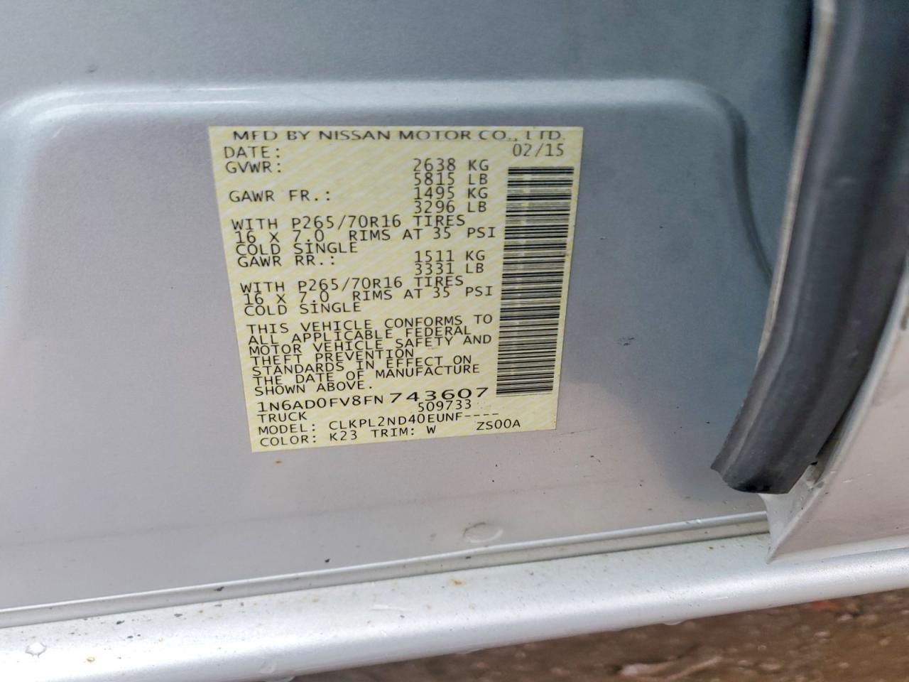 2015 NISSAN Frontier