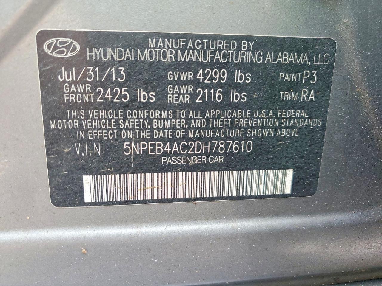 2013 HYUNDAI SONATA