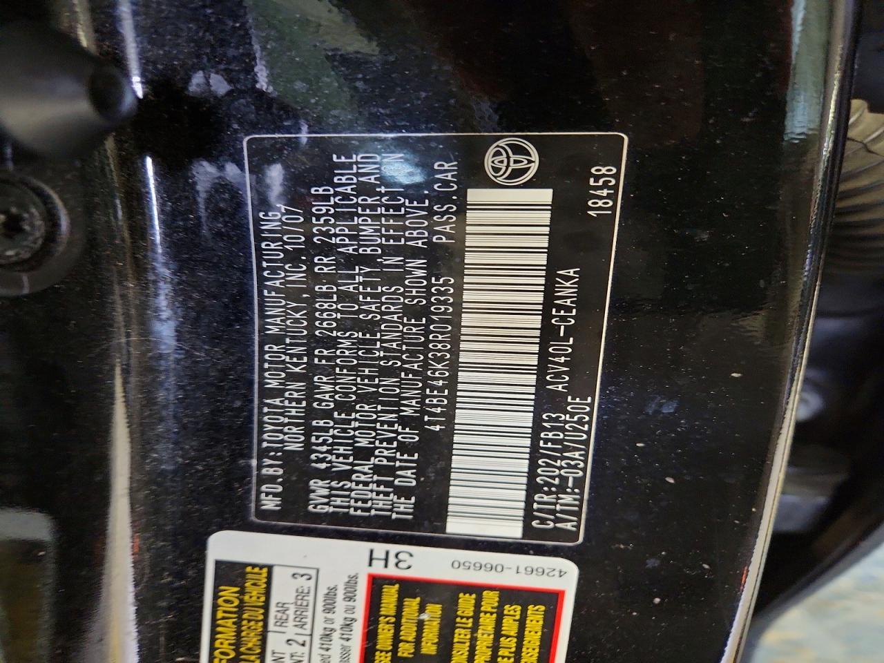 2008 TOYOTA CAMRY