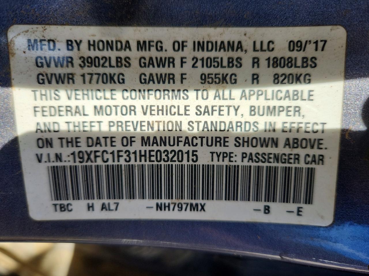 2017 HONDA CIVIC