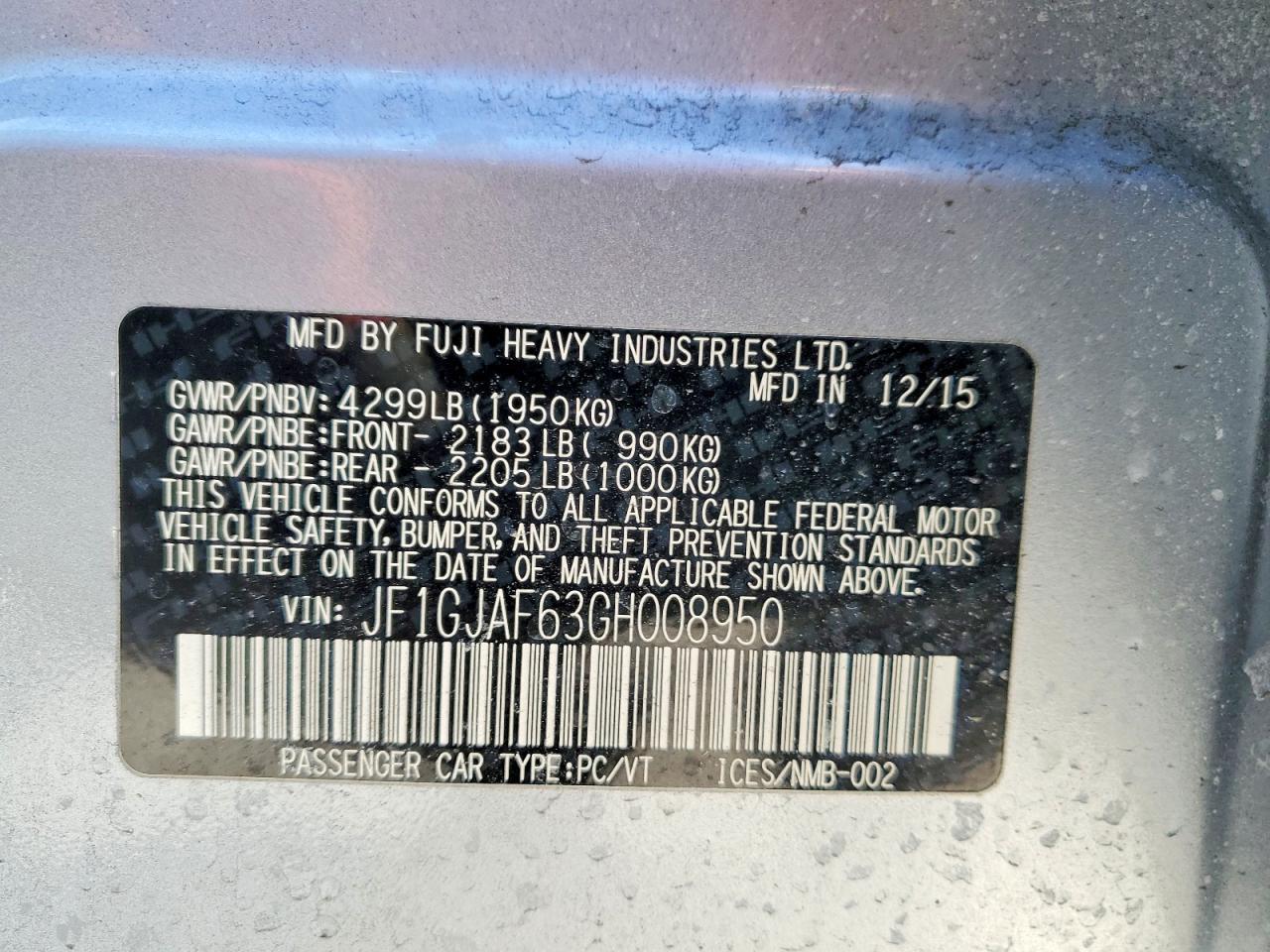 2016 SUBARU IMPREZA