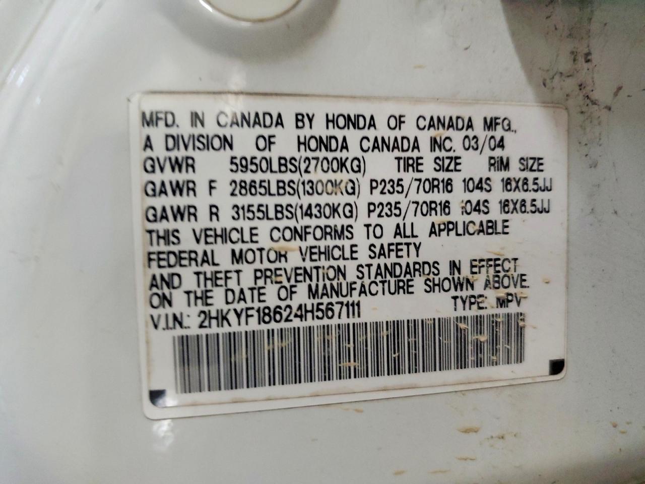 2004 HONDA PILOT