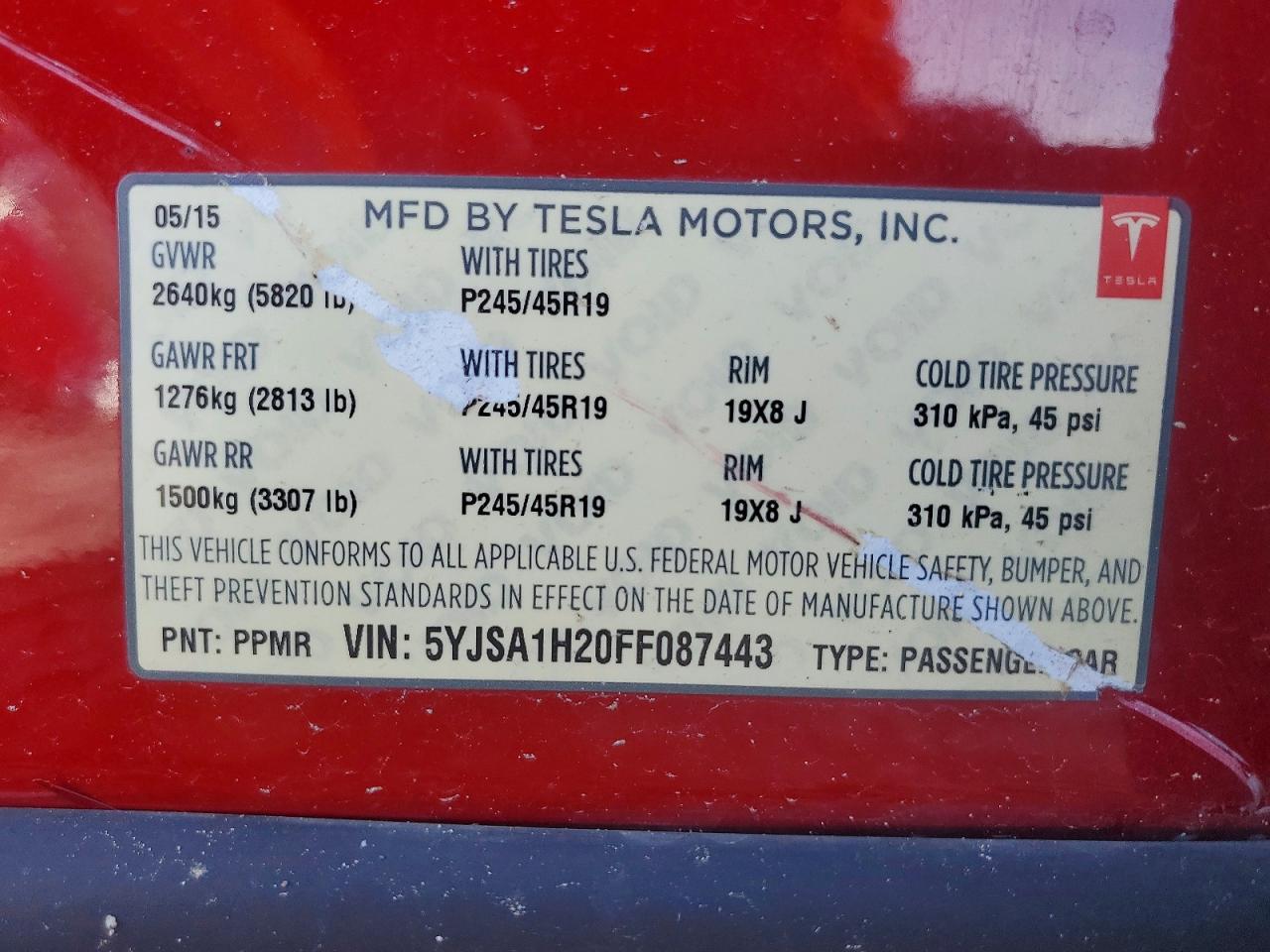 2015 TESLA MODEL S