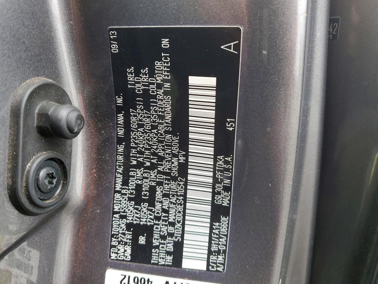 2014 TOYOTA SIENNA