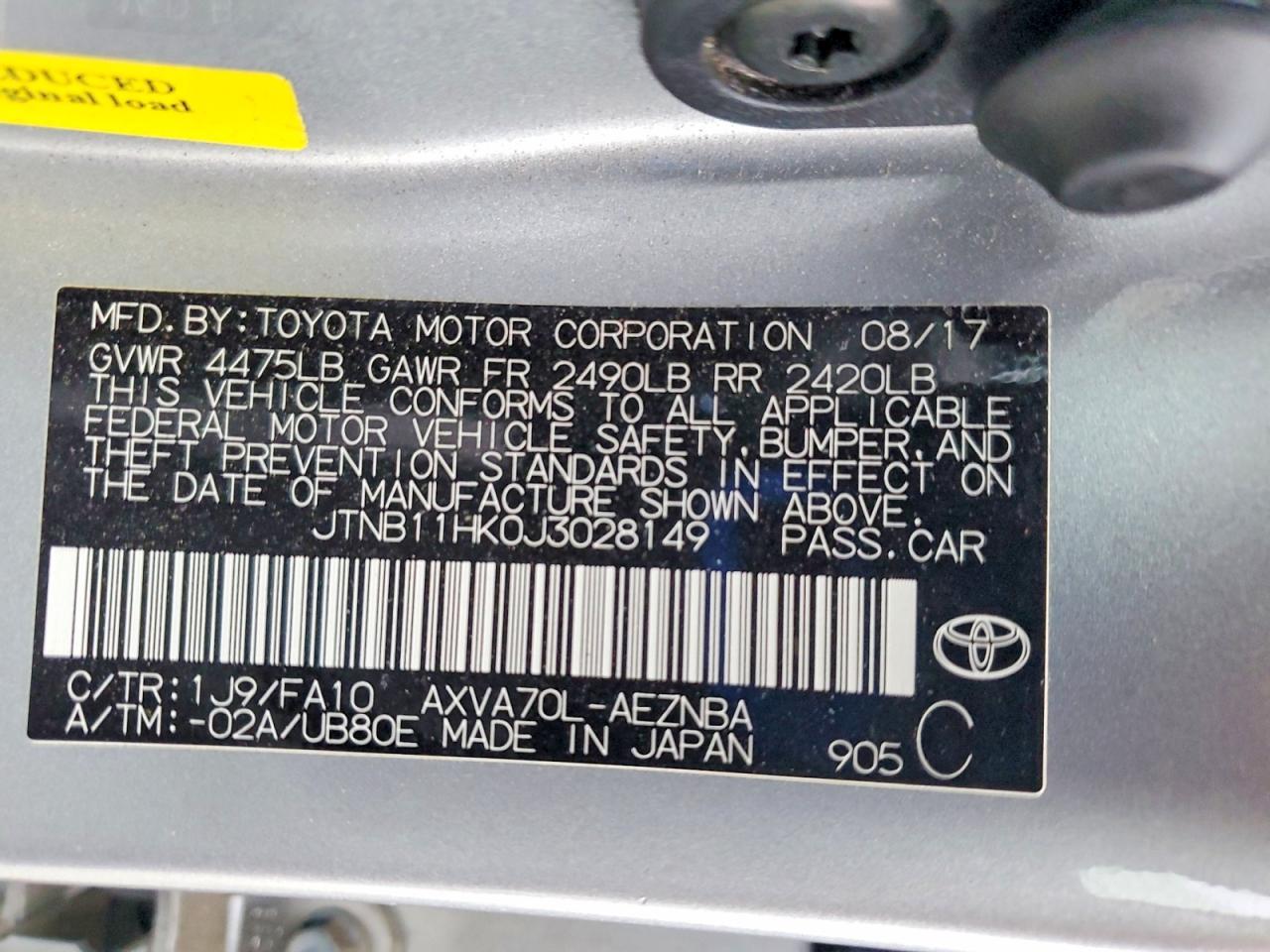 2018 TOYOTA CAMRY
