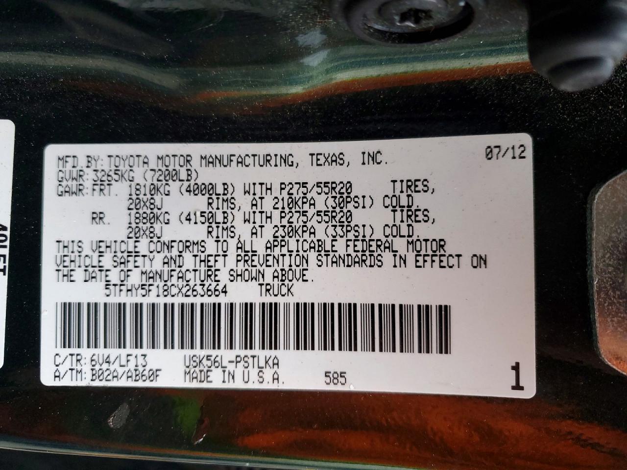 2012 TOYOTA TUNDRA