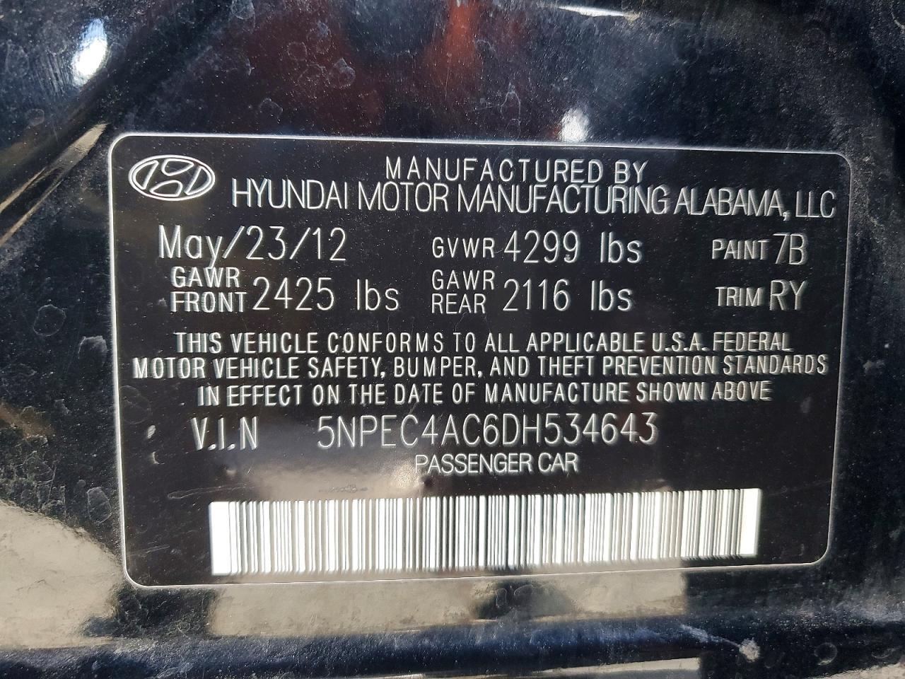 2013 HYUNDAI SONATA