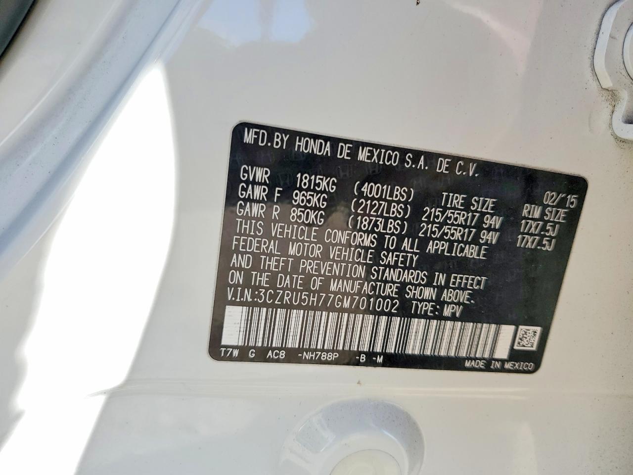 2016 HONDA HR-V