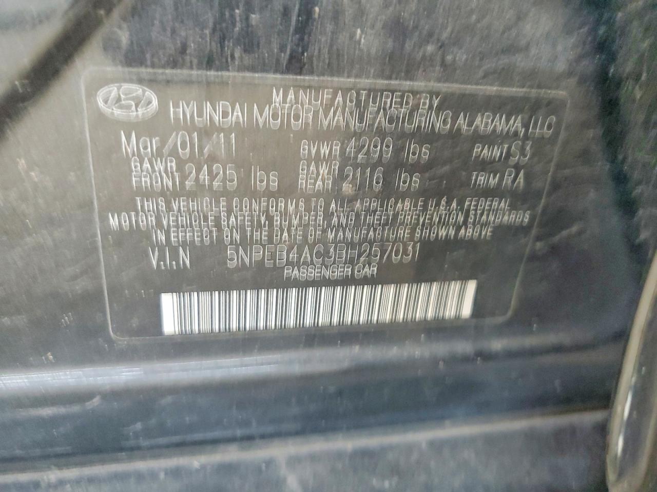 2011 HYUNDAI SONATA