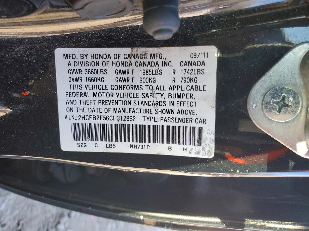 2012 HONDA CIVIC