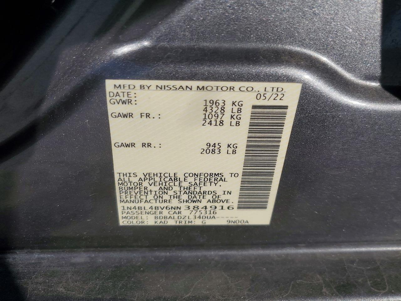 2022 NISSAN ALTIMA