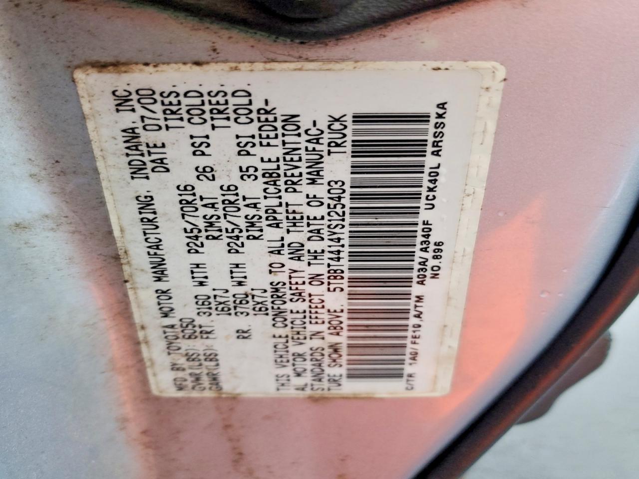 2000 TOYOTA TUNDRA