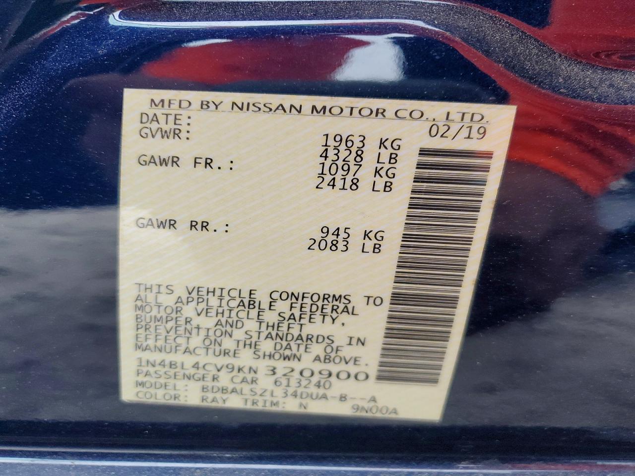 2019 NISSAN ALTIMA