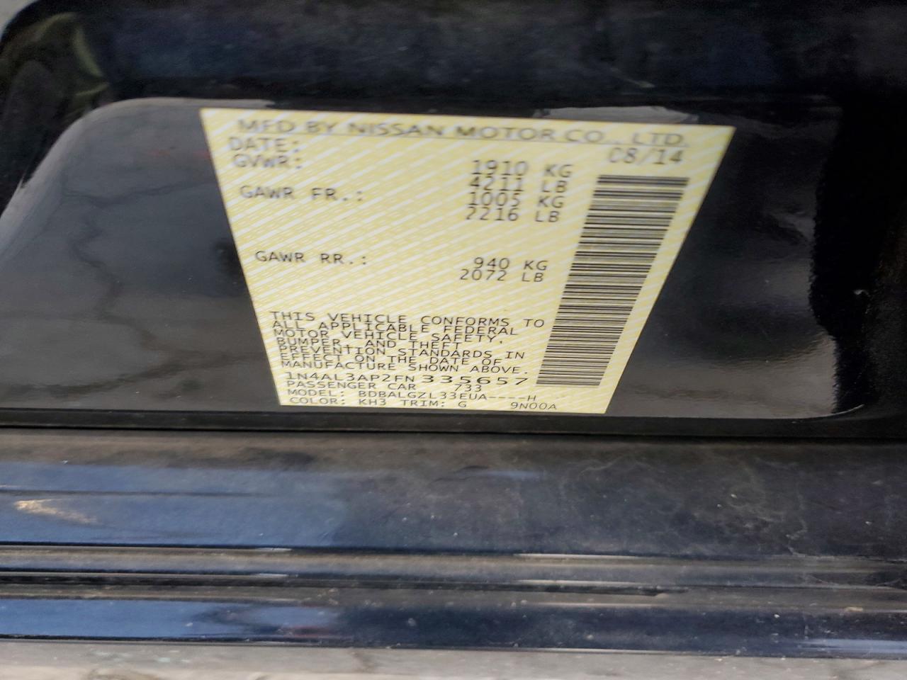 2015 NISSAN ALTIMA