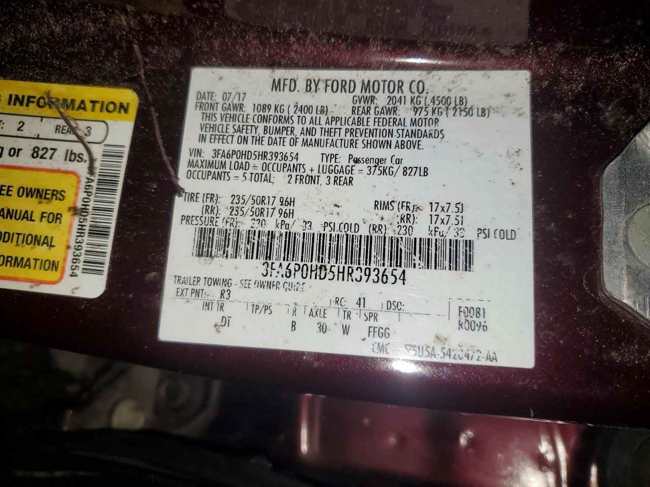 2017 FORD FUSION