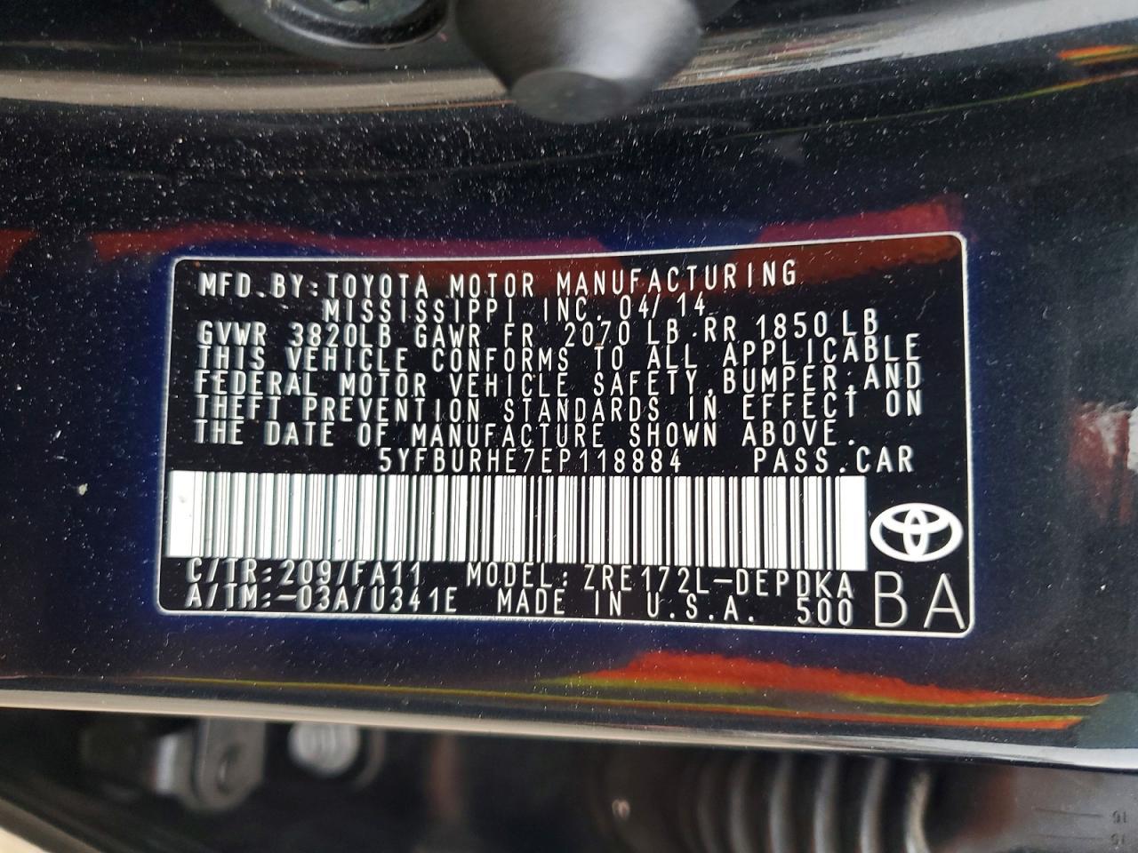 2014 TOYOTA COROLLA