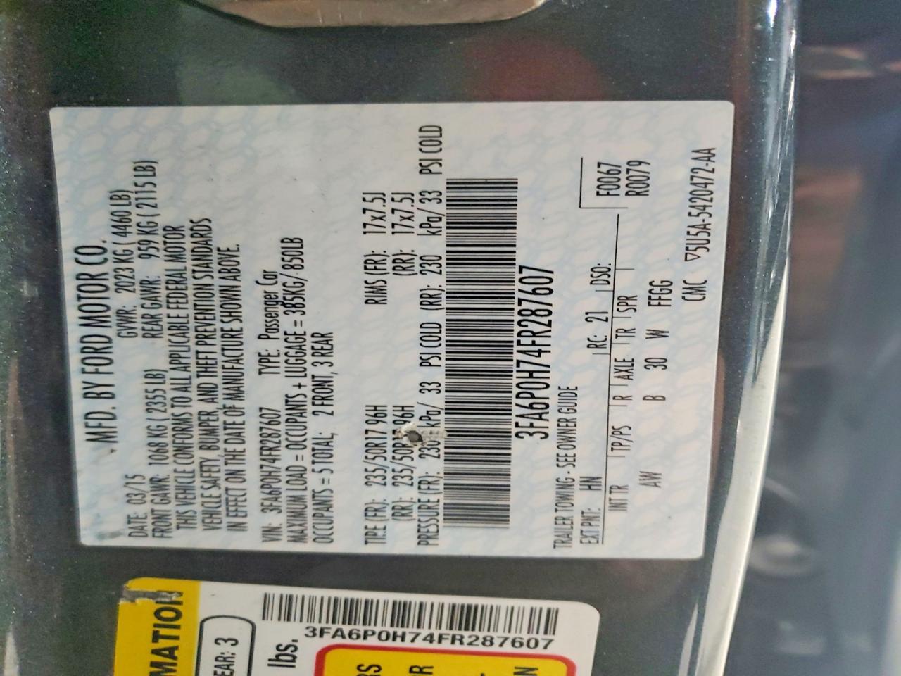 2015 FORD FUSION