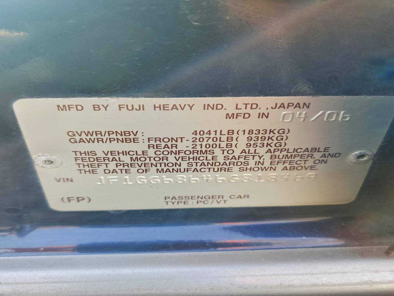 2006 SUBARU IMPREZA
