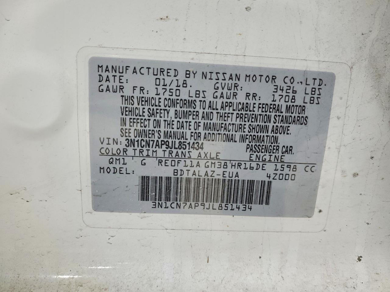 2018 NISSAN VERSA