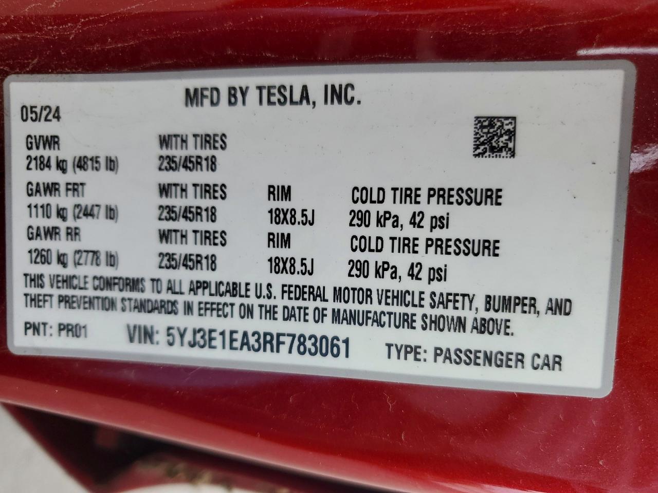 2024 TESLA MODEL 3