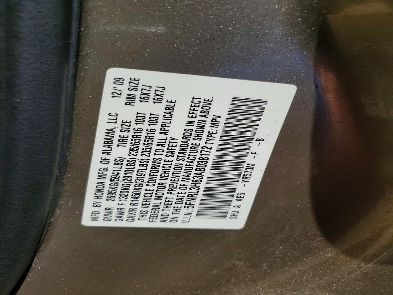 2010 HONDA ODYSSEY