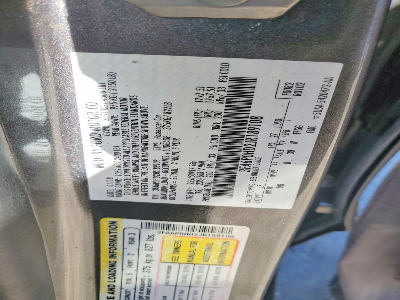 2018 FORD FUSION