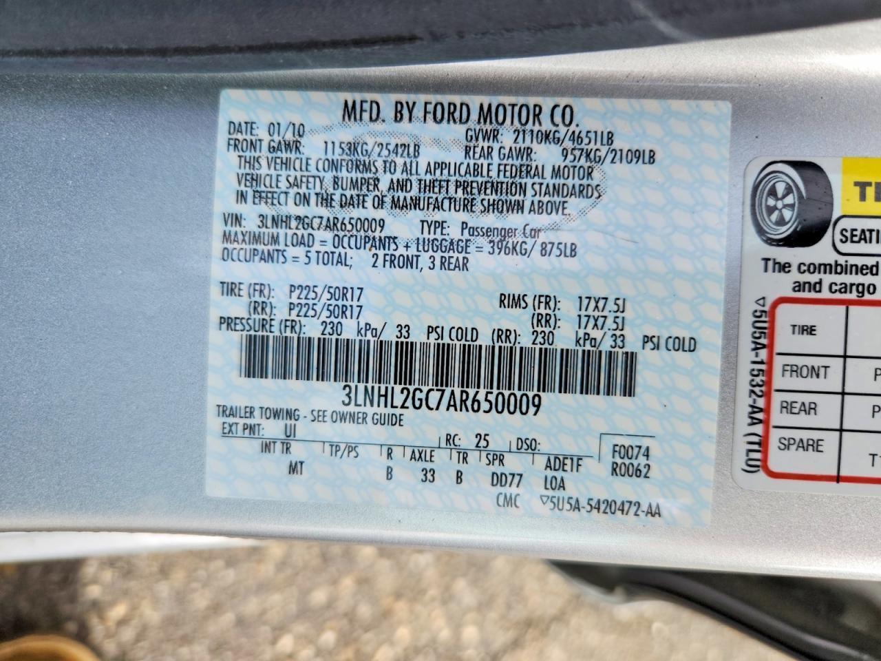 2010 LINCOLN MKZ