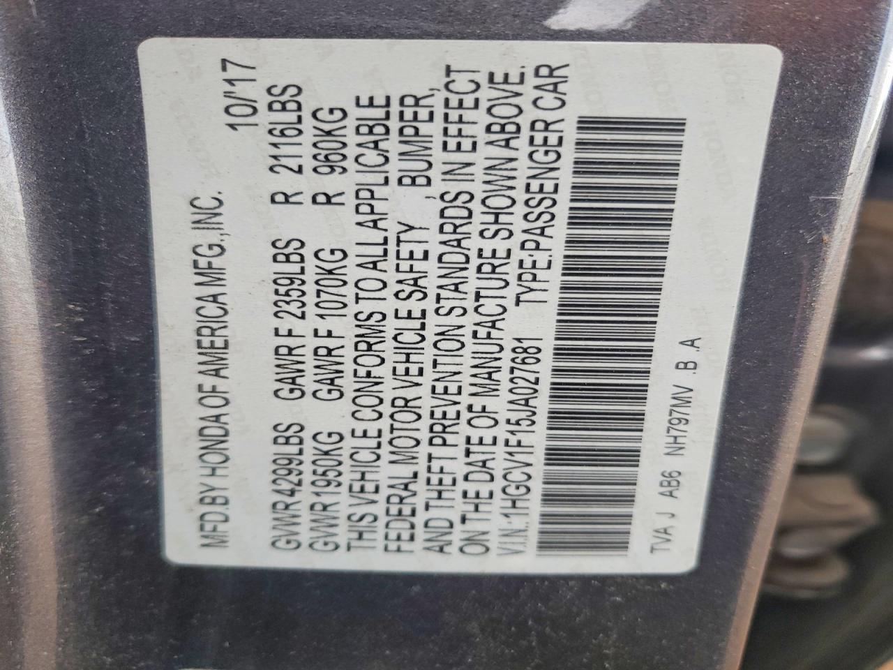 2018 HONDA ACCORD