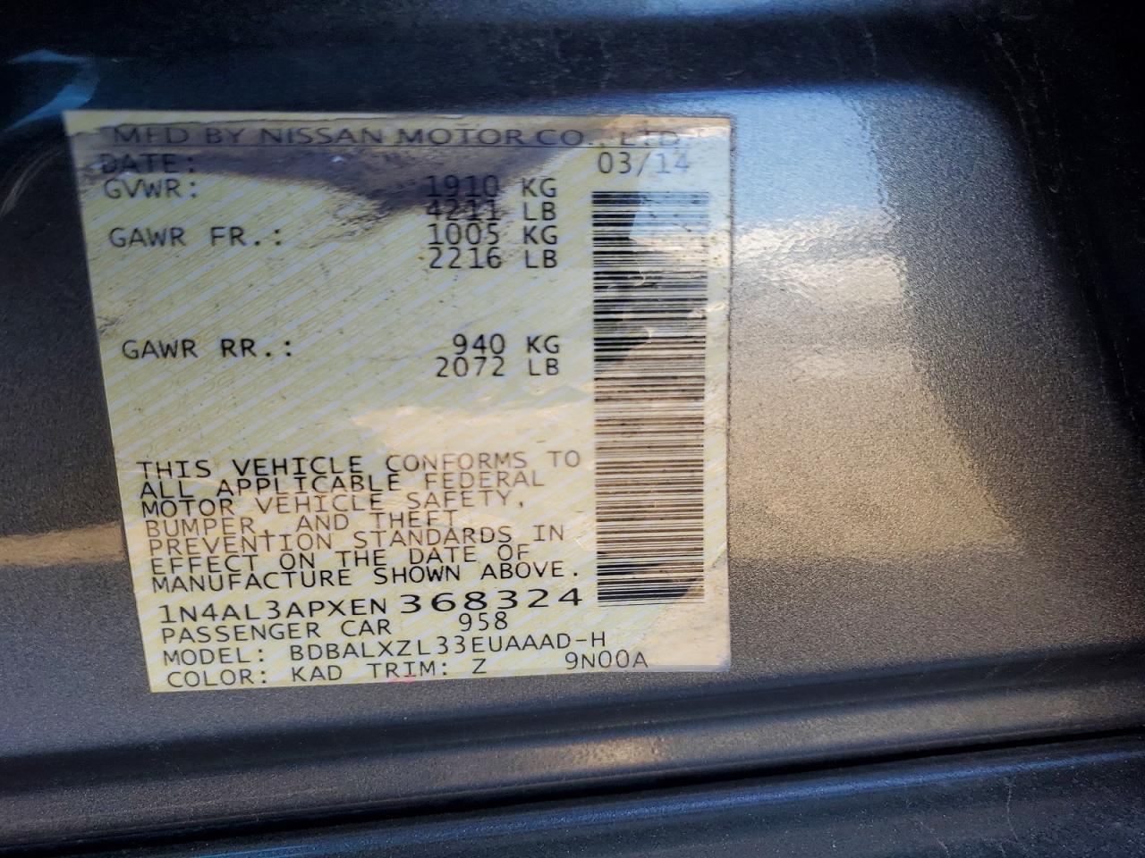 2014 NISSAN ALTIMA