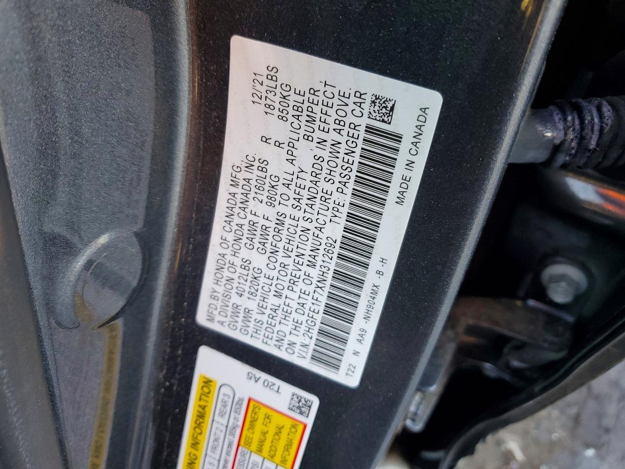 2022 HONDA CIVIC