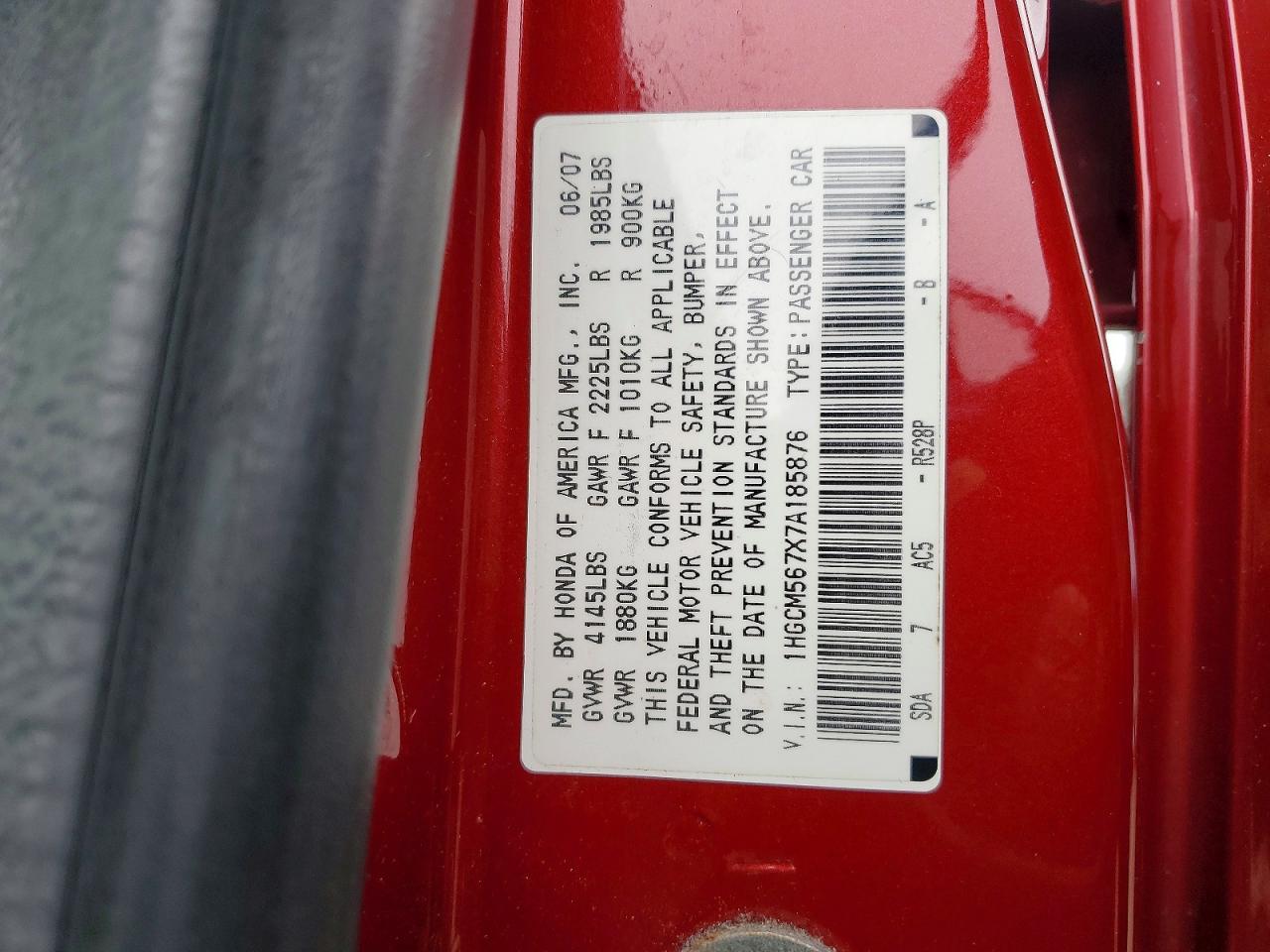 2007 HONDA ACCORD