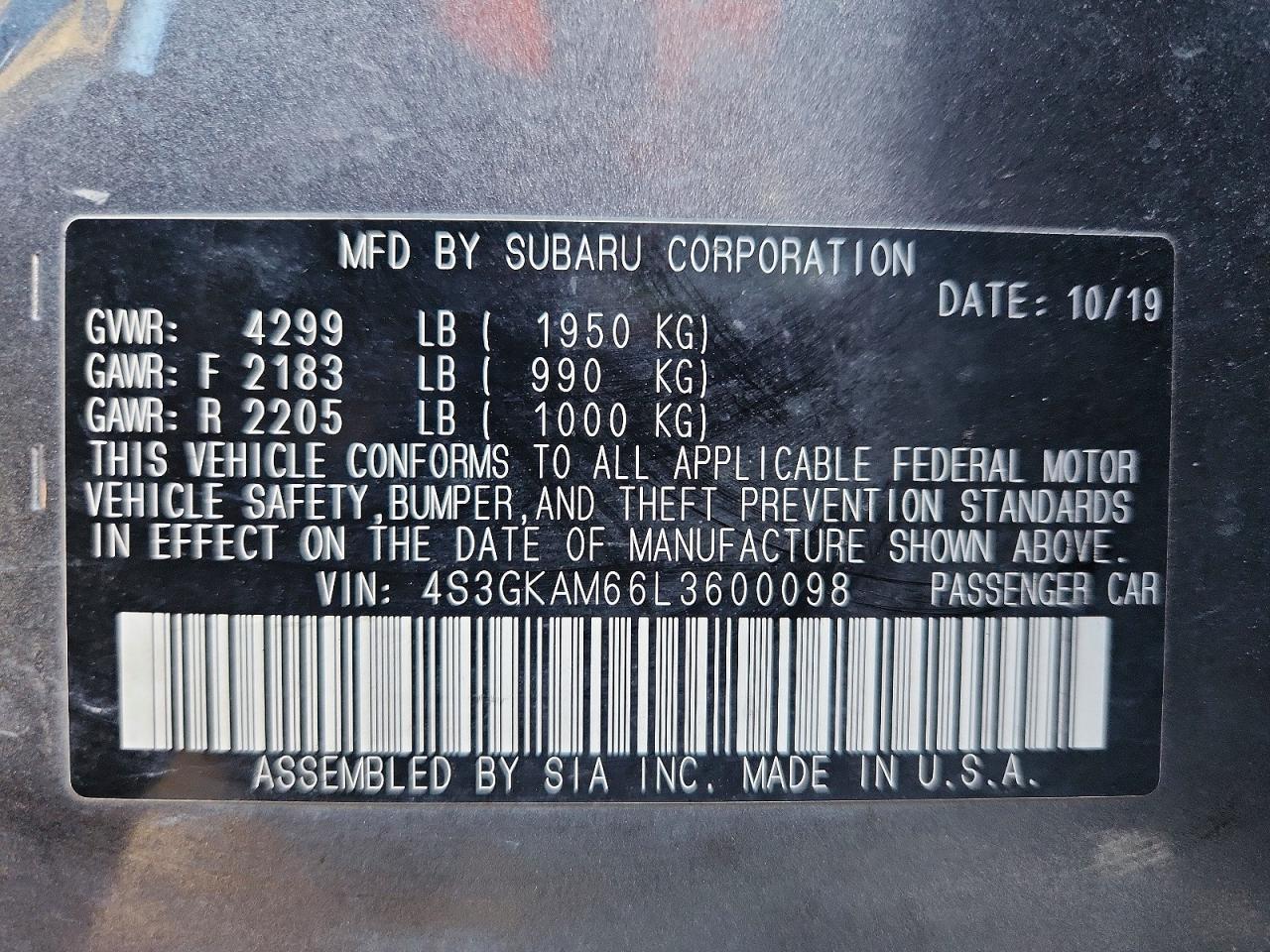2020 SUBARU IMPREZA